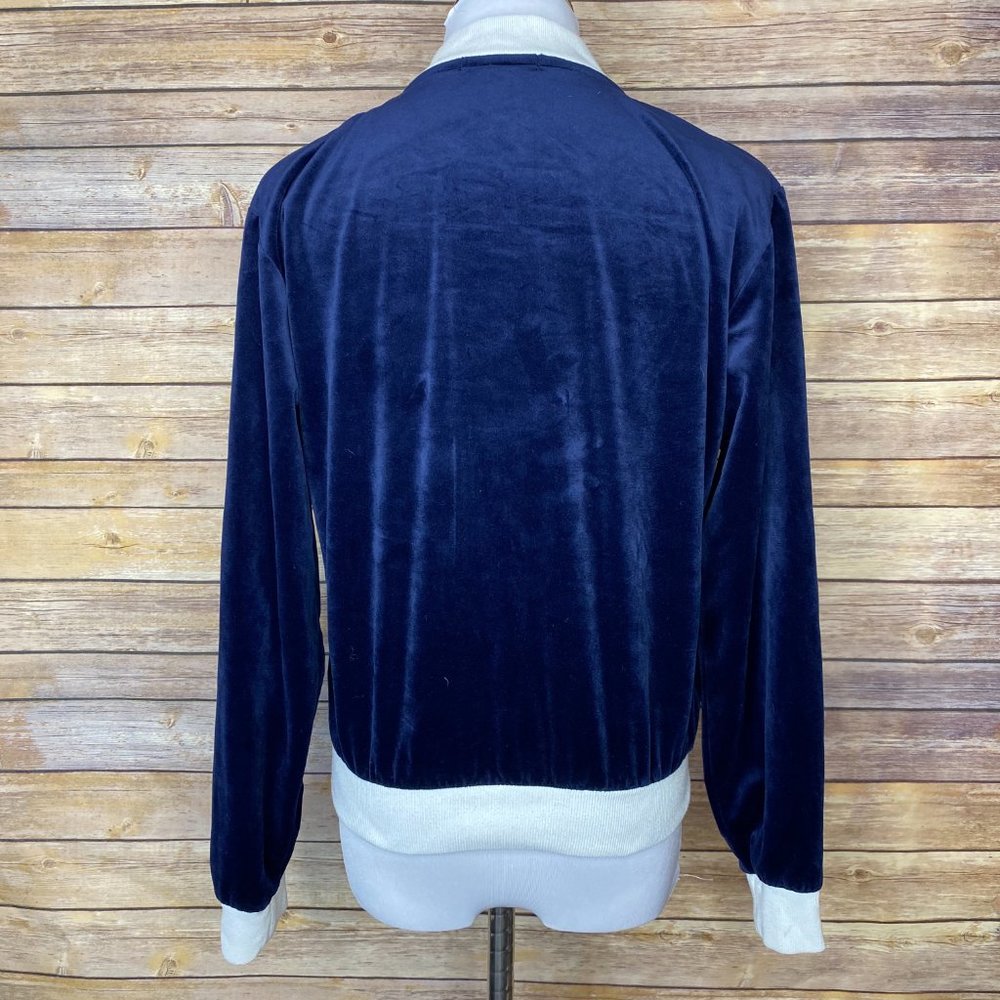 Brandy Melville Blue Velour Felix Bomber Jacket - Picture 3 of 14